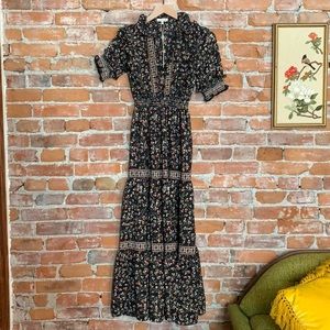 Max studio floral ruffle tiered maxi dress